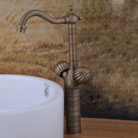 Bronze Double Handle Centerset Antique lavabo robinet T1809B