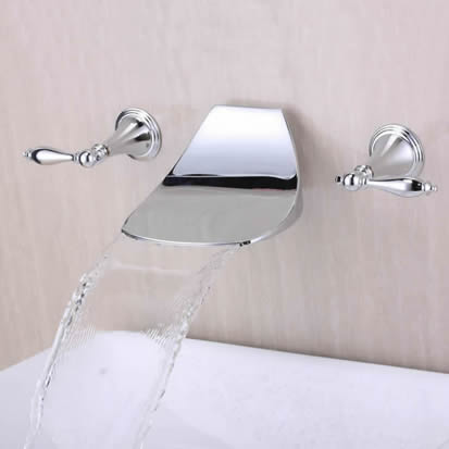 Contemporain généralisée cascade robinet évier salle de bains (Chrome) T6036