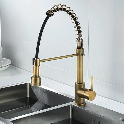 Antiquité Brass Démonter Le Ressort Spray Robinet de Cuisine Rétractable TA0548R